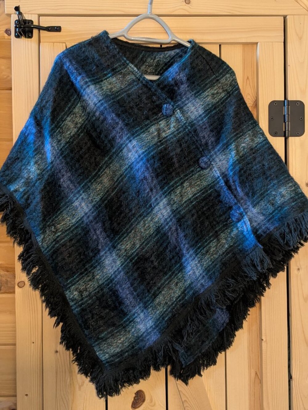 VTG Lochcarron of Scotland Mohair Wool Cape Poncho Tartan Plaid Fringed Academia